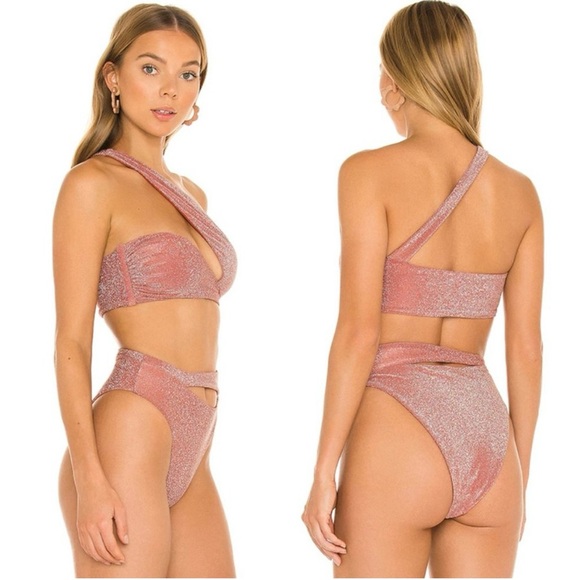 Revolve x LOVEWAVE SWIM The Dunja Bikini Set In Metallic Dusty Rose - Picture 2 of 2